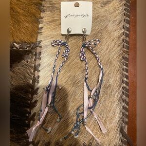 NWT! Free People Pink and Blue long Earrings